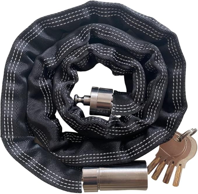 Stainless Steel Chain Lock with 4 Same Keys, Rustproof Lock and Chain, Marine Grade Lock for Bike, Moto, Scooter, Boat, Truck and Door. Anti-Theft – 110 CM Long Chain