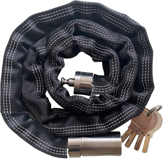 Stainless Steel Chain Lock with 4 Same Keys, Rustproof Lock and Chain, Marine Grade Lock for Bike, Moto, Scooter, Boat, Truck and Door. Anti-Theft – 110 CM Long Chain
