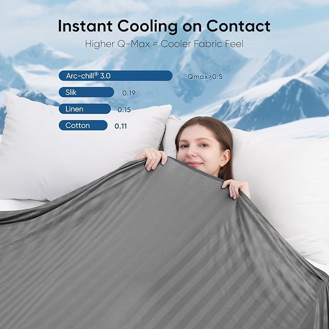 Elegear Revolutionary Cooling Blanket Queen, Absorbs Heat to Keep Body Cool for Night Sweats, Double Sided Arc-Chill3.0 Cooling Fiber Q-Max>0.5, Lightweight Summer Cold Blankets for Sleeping 79“ x 86”