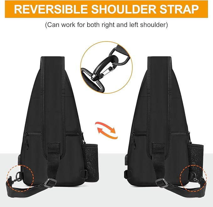 BAIGIO Tactical EDC Sling Bag Black Military One Strap Shoulder Backpack Small Molle Range Bags Chest Pack