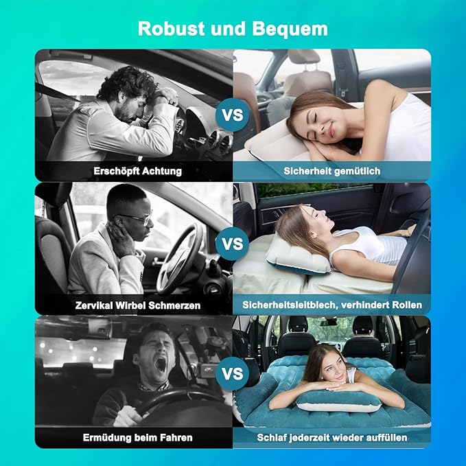 Double-Sided-Thick Flocked SUV Air Mattress Built-in Pillow with Pump Car Mattress | Leakproof Comfortable Durable Car Air Mattress| for Auto Camping, Road Trip