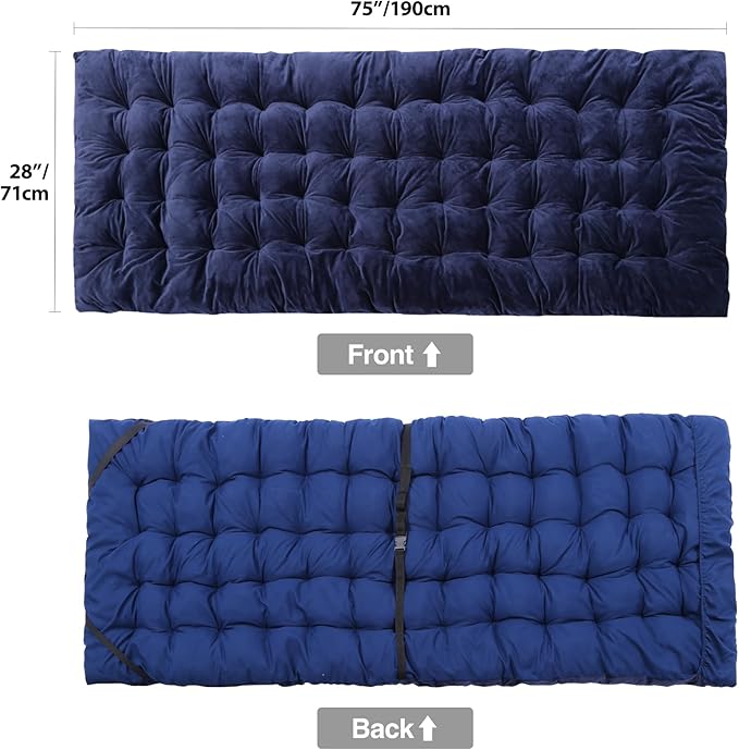 REDCAMP Extra Thick Folding Sleeping Cot Pads, 75"x28"Comfortable Soft Velvet Cotton Camping Cot Mattress Pad for Hiking, Backpacking,Navy Gray Brown