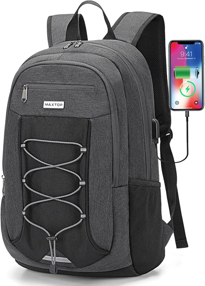 MAXTOP Travel Backpack Laptop Back Pack College Bookbag with USB Charging Port Water Resistant Work Business Backpacks