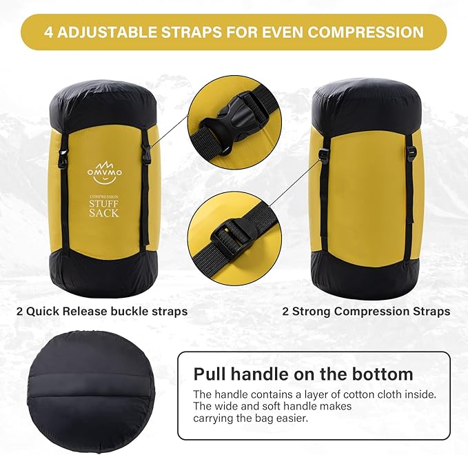 Compression Sack, 12L/19L/32L/46L/53L Water-Resistant Sleeping Bag Stuff Sack,Anti-Tear Ultra Light 400T 20D Nylon Storage Bag,Space Saving Gear for Camping Hiking Travel 1Pcs