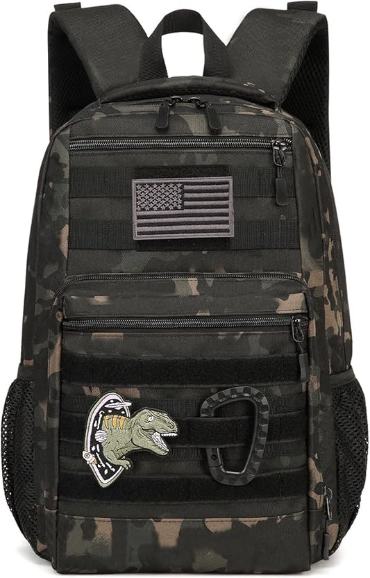 Kids Tactical Backpack Army Molle Bookbag Military Boys Backpack for School, Outdoor, Camping, Black CM