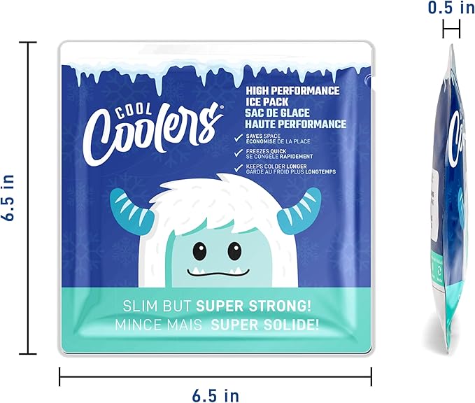 Cool Coolers by Fit & Fresh High Performance Kids Lunch Box Ice Packs, Puncture Resistant Ice Packs for Lunch Bags and Cooler, Durable and Reusable, Non-Toxic Gel Ice Packs, 4PK