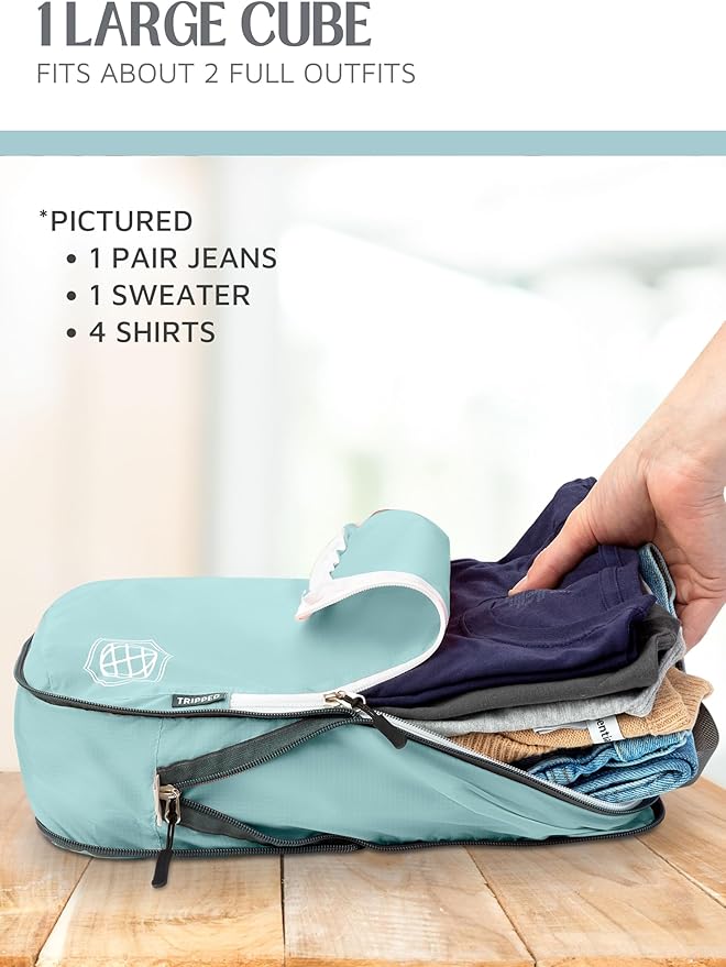Compression Packing Cubes Set for Carryon Suitcases- Lightweight, Durable Clothes Organizer
