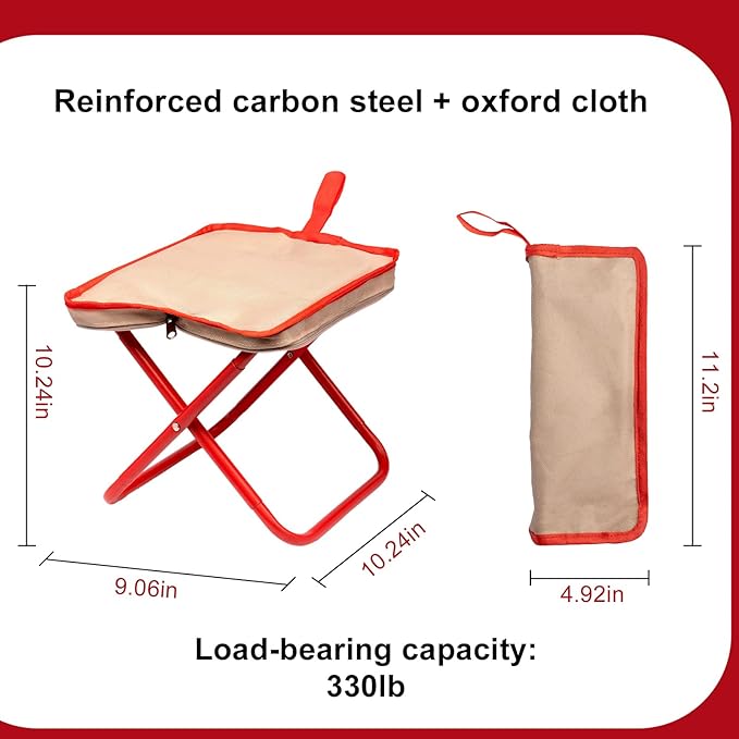 Camping Stool,Mountaineering and Hiking Portable Stools 13.5“ Portable Folding Stools for Outdoor Gardening and Beach Hiking Fishing,Foot Stool with Carry Bag to 330LB (12.5 inch)