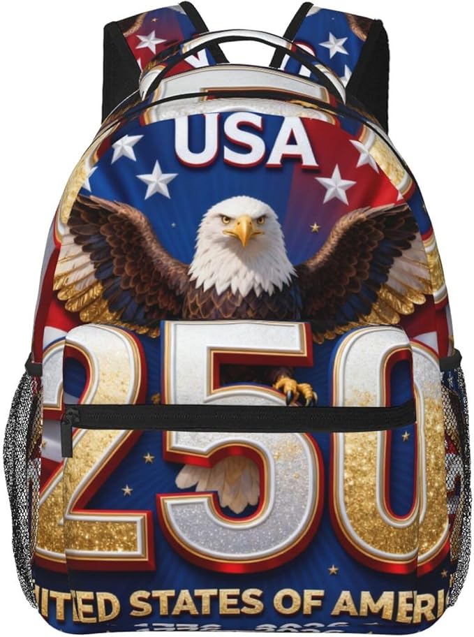 Daypack Lightweight Multipurpose Anti-Theft America 250th Anniversary USA Patriotic Freedom Art Shoulder Bag Large Capacity Laptop Book Bag Rucksack With Adjustable Shoulder Straps