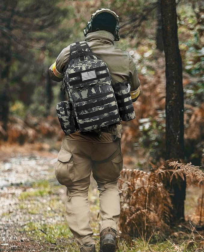 CVLIFE Tactical Sling Bag Backpack for Men Military Shoulder Sling Bag Molle Army Assault Detachable Tactical Bag with Bottle Holder Concealed Carry Daily Day Pack Work Bag for EDC Hiking, Shadowstand