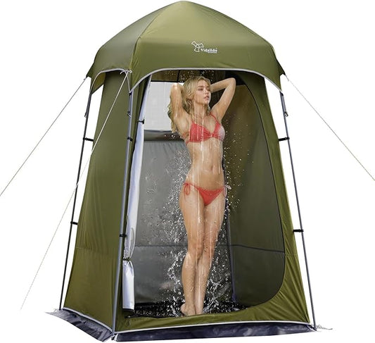 Vidalido Outdoor Camping Shower Tent Easy Setup Privacy Tent Changing Room Portable Camp Shower Tents for Camping with Floor, Waterproof Privacy Shelters Camping Toilet Tent