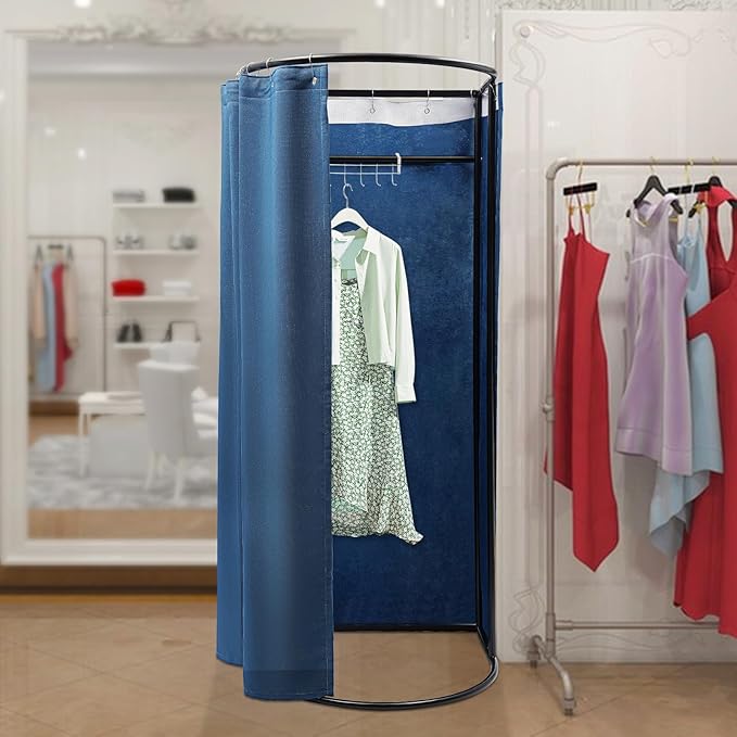 D-shaped Portable Changing Room Tent - Privacy Dressing Room for Indoor Outdoor House Office Shopping Mall (Blue)