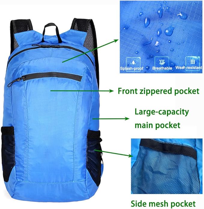 Foldable Daypack, Small Backpack, Hiking Backpack Daypack, Lightweight Waterproof Travel Packable Rucksack for Men and Women