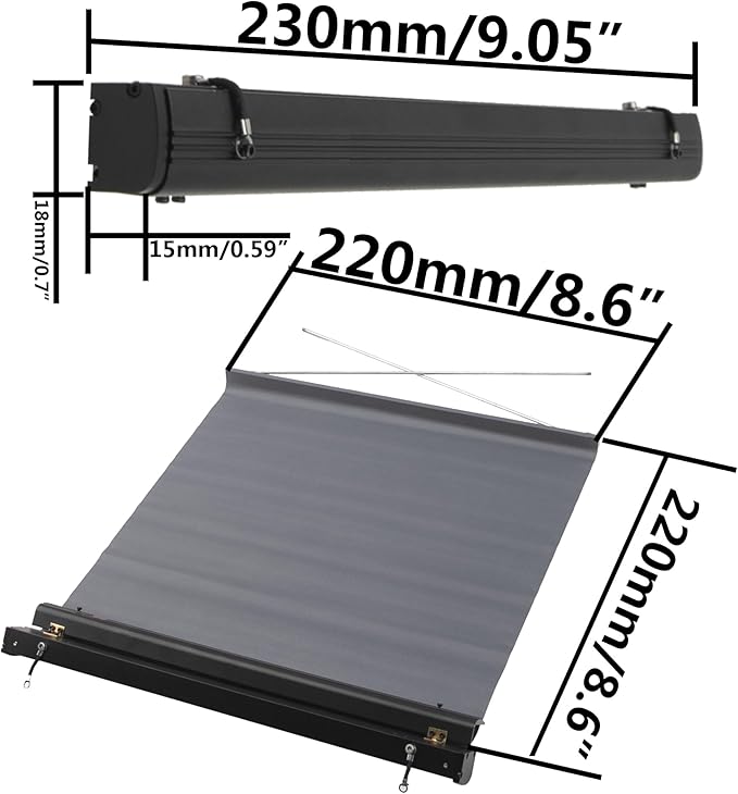 8.6" x8.6" RC Car Simulation Side Car Roof Top Tent Rain Canopy Sunshade Decoration Accessory Compatible with Traxxas TRX4 Axial SCX10 Tamiya Arrma D90 1/10 RC Crawler (Black)