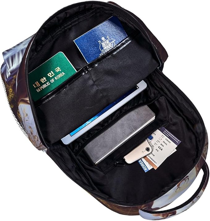 Daypack Anti-Theft Multipurpose Large Capacity Shoulder Bag, Tree Camouflage Deer Art Travel Hiking Camping Rucksack With Smooth Zippers