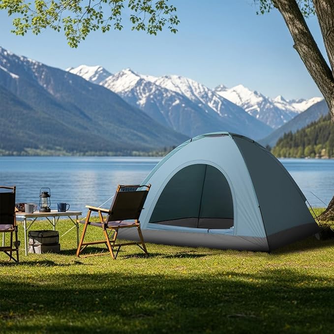 Outvita Camping Tent, 4 Person Dome Tents with Rainfly & Carrying Bag, Waterproof Easy Setup Tent with Mesh Windows for Camping & Hiking