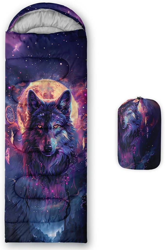 AILONEN Kawaii Puppy Sleeping Bag for Kids Boys Girls,Warm and Cool Weather,Lightweight,Waterproof Backpacking,Cartoon Cute Dog & Duck Animal Themed Blue Sleeping Bag for Camping