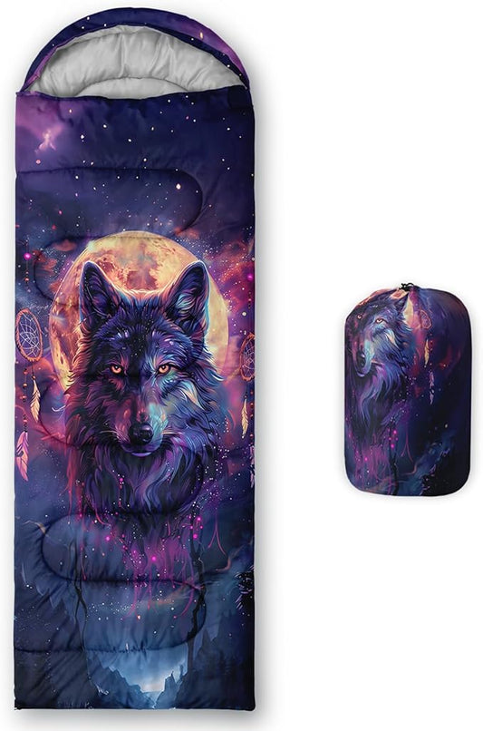 AILONEN Kawaii Puppy Sleeping Bag for Kids Boys Girls,Warm and Cool Weather,Lightweight,Waterproof Backpacking,Cartoon Cute Dog & Duck Animal Themed Blue Sleeping Bag for Camping