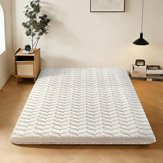Premium Foam Japanese Futon Floor Mattress Twin Size 39"x 80",100% High Density Foam Comfortable Floor Mattress,3.2" Thicken Foldable Sleeping Pad,Dormitory Tatami Mat,for Adult and Kids (White)