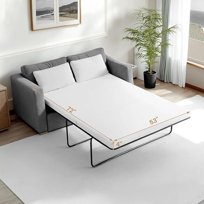 Begonia.K 4 Inch Foldable Memory Foam Sofa Bed Mattress Replacement, Full Size Pull Out Couch for Sleeper and Couch Beds Guest, RV Travel, Camping, 72" L x 53" W x 4" H, Sofa Not Included