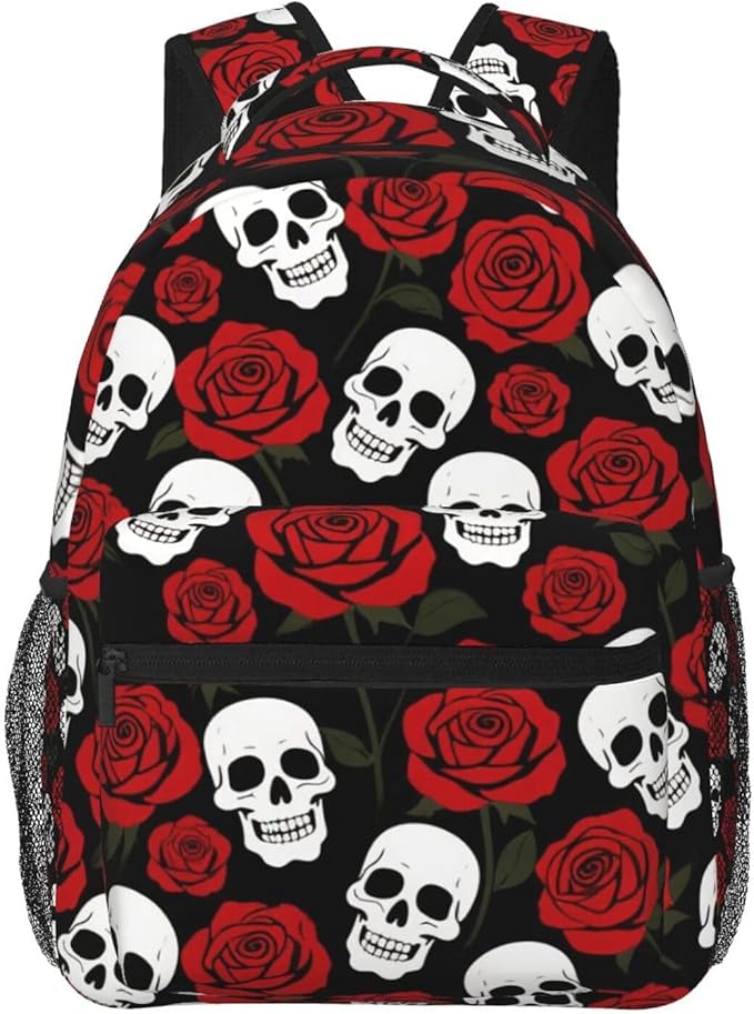 Lightweight Daypack Bookbag for Trekking Business Walking Cycling, Big Capacity Anti-Theft Multipurpose Carry On Bag, Red Rose Business Computer Bag