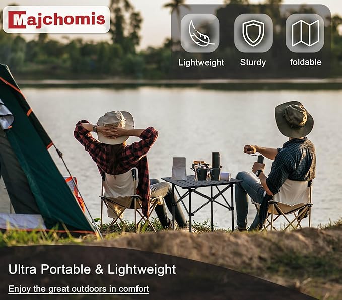 Portable Folding Camping Table for 2-4 Persons, Outdoor Lightweight Roll Up Camping Table with Carry Bag for Hiking, Picnics, BBQs, Beach Trips & Tailgating(20.8 inch Black)