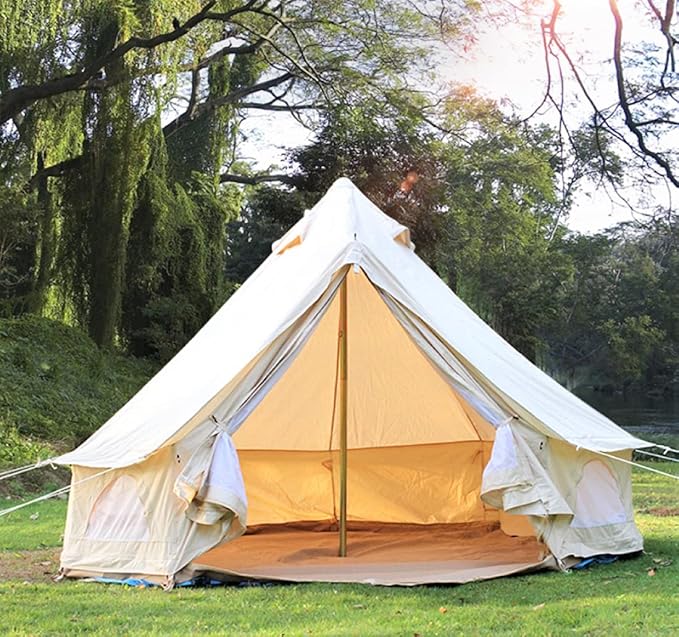 Outdoor Cotton Canvas Bell Tent 4 Seasons Tent for Family Travel Party and Hunting Camping Yurt Tent