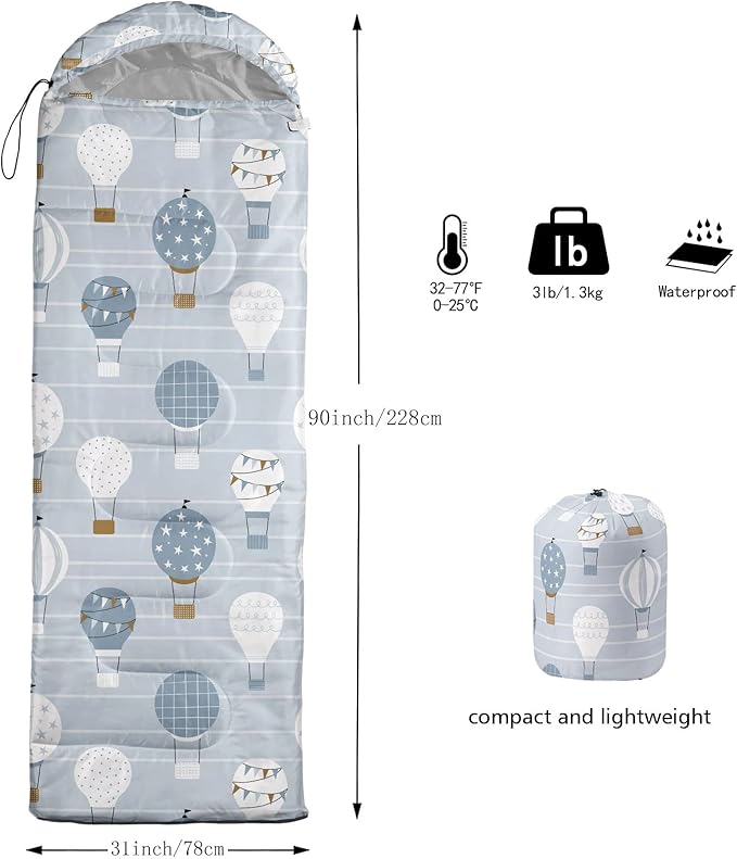 Kids Sleeping Bag for Boys and Girls,Monster Alien Print-Lightweight Warm Portable Outdoor Indoor-Waterproof Cold Weather Resistant Sleeping Bag for Camping Hiking