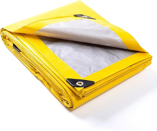 GUARD SHIELD Tarp 16x20 Feet Waterproof Yellow/Silver Tarps 8Mil Multi Purpose UV Resistant Cover for Outdoor,Camping,Tent,Boats