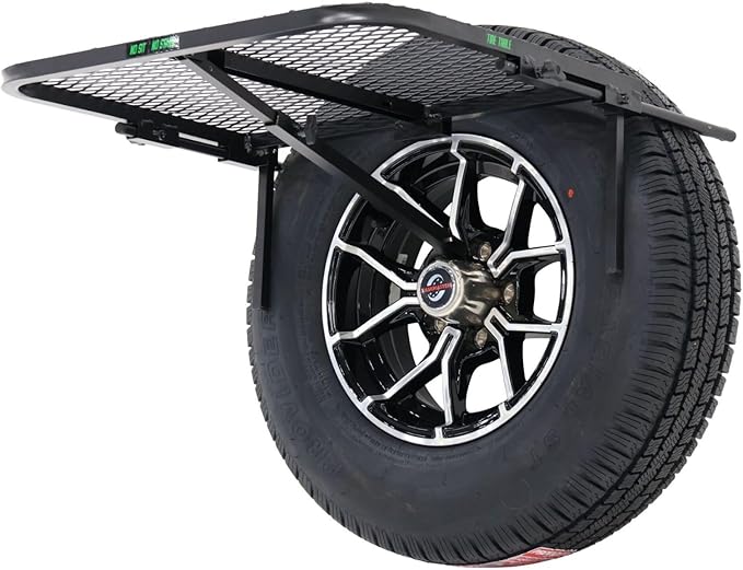 Tire Table Small Aluminum Camping Table for Camp, Travel, Tailgating, Biking, Hunting and Outdoor Work | Easily Holds 50 Pounds | No Tools or Hitch Required for Installation | 23.5" x 19" x 1.5"