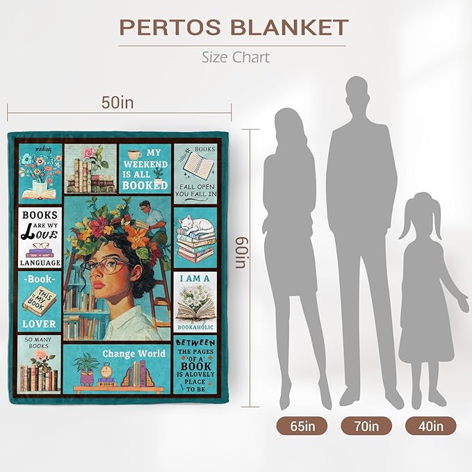 Book Lovers Gifts, Gifts for Readers, Book Club Librarian Bookworm Bookish Reading Throw Blanket 60" X 50"