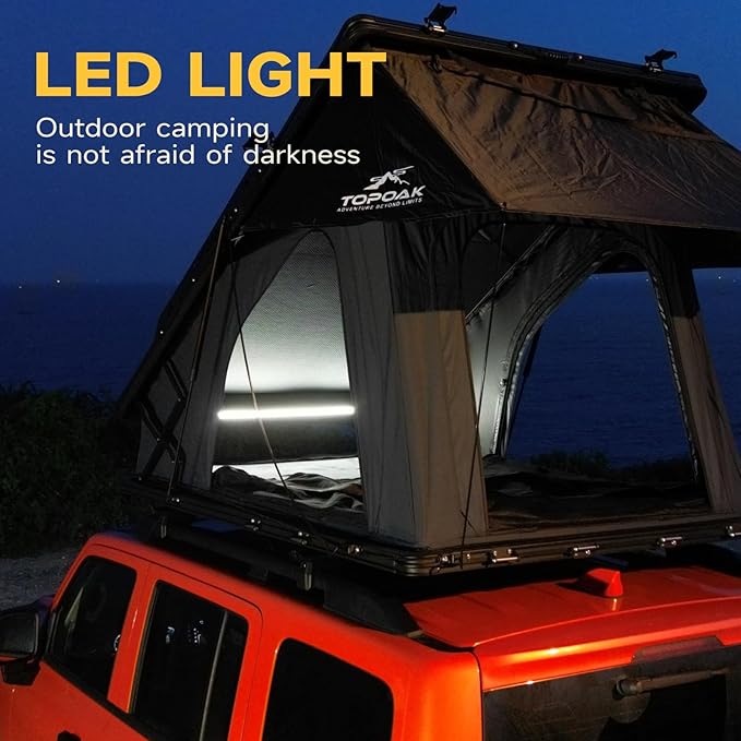 Rooftop Tent Hard Shell,Car SUV Waterproof,Aluminium Alloy RTT Easy Setup,Car Truck Bed Tent for Camping,Car Roof Top Tent Black-Topoak Nebula XL