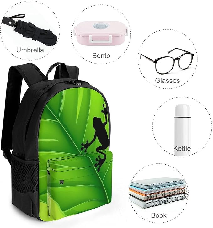 Rucksacks Lightweight Multipurpose Anti-Theft Green Leaf Frog Shoulder Bag Big Capacity Traveling Camping Backpack With Side Pockets
