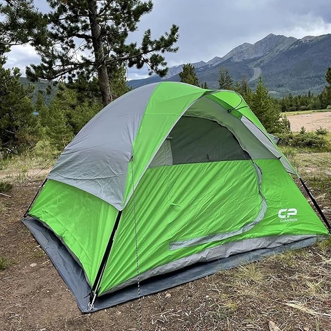 CAMPROS CP Tent 3 Person Camping Tents, Gifts for Family Waterproof Windproof Backpacking Tent with Top Rainfly, Easy Set up Small Lightweight Dome Tents, Hiking Beach - Green