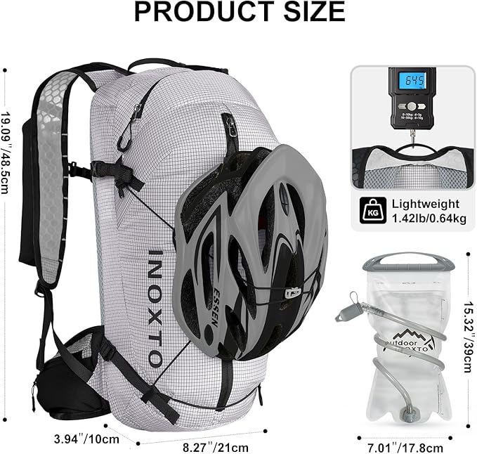IX INOXTO Hydration Backpack, 20L Multipurpose Hiking Backpack with 2L Water Bladder, Water Backpack Insulated Hydration Pack Ideal for Hiking and Cycling
