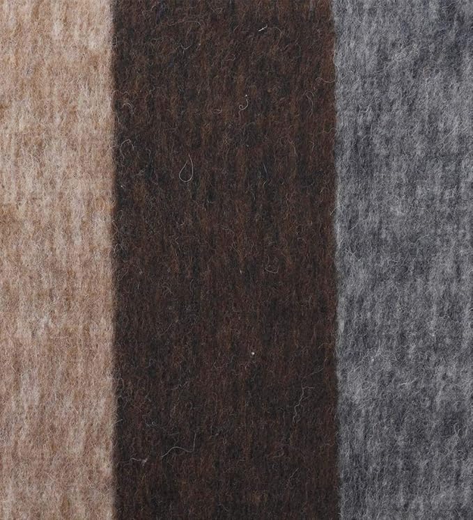 Alpaca Warehouse 100% Natural Alpaca and Sheep Wool Blanket King Size Thick Heavyweight Comfortably Warm - Great for Outdoor Use - Striped Design 103" x 90" (Beige/Brown/Gray, King)