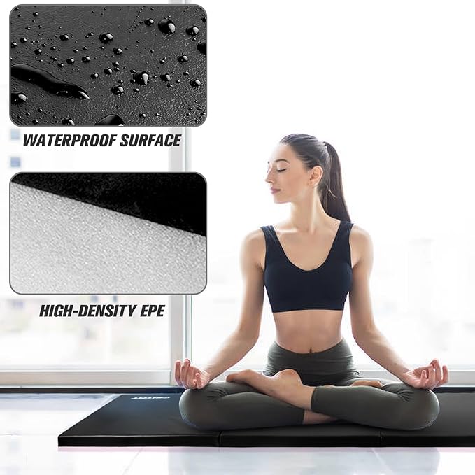 RitFit Upgraded Folding Exercise Mat, 2 Inch Thick Gymnastics Mat 3’x6’,4’x8’,4x10’,2'x8' with Carrying Handles for Yoga, MMA, Stretching, Core Workouts and Home Gym Protective Flooring