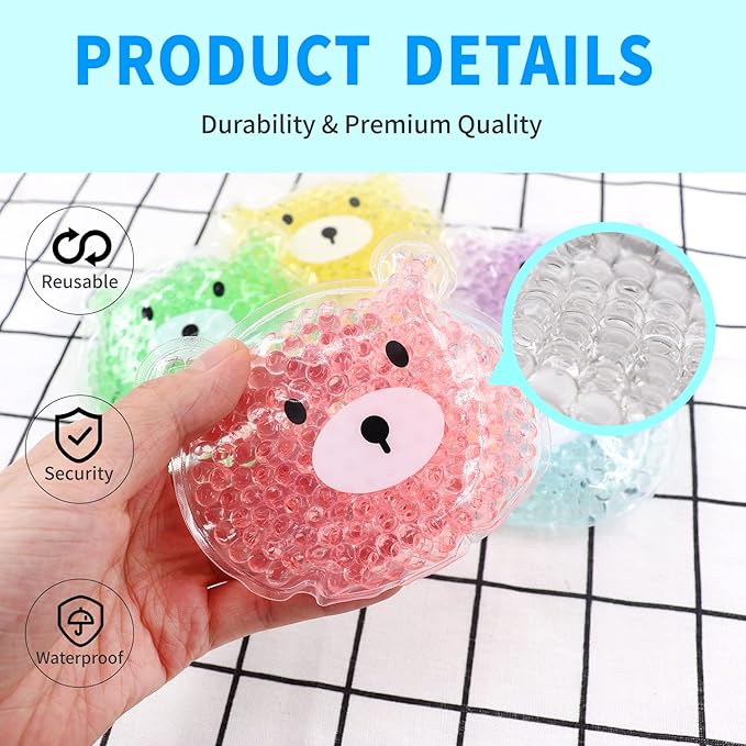 5 PCS Boo Boo Ice Packs, Kid Reusable Ice Pack, Auxiliary Fever Reduction, Hot Cold Pack for Kids Injuries, Wisdom Teeth, Baby Colic, Gas and Upset Stomach, Pain Relief, Fever, Headaches