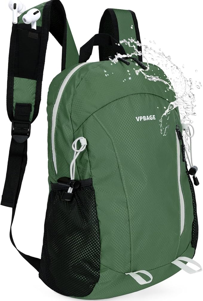 15L Water-resistant Hiking Daypack, Small Backpack Travel Outdoor, Lightweight Packable Day Pack Carry On for Women Men Adults
