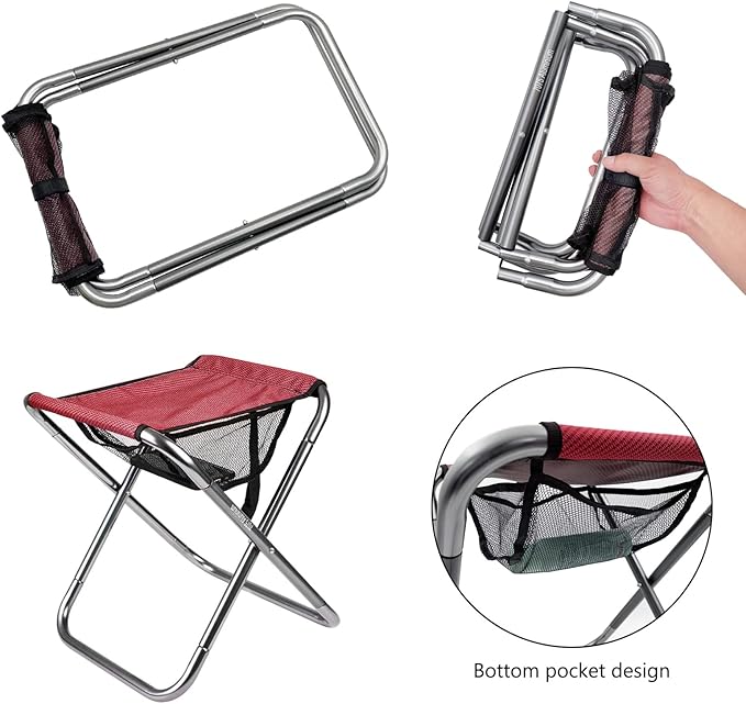 Camping Stool, Portable Folding Stool XXL Size Camping Stool for Adults Supports up to 240 lbs