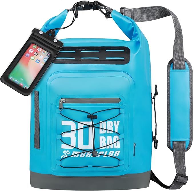 Dry Bag Waterproof,5L/10L/20L/30L Roll Top Dry Bag Backpack with WaterProof Phone Case for Swim,Kayak(Sky Blue 30L)