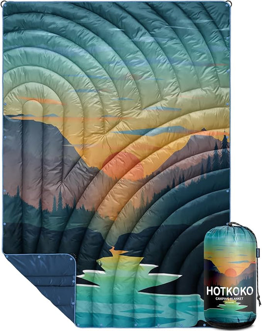 Camping Blanket,Lightweight Puffy Printed Camping Blanket Packable Outdoor Blanket for Camping,Traveling, Stadium, Hiking, Picnics