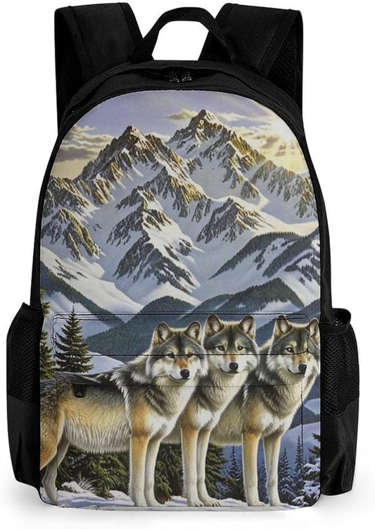 Daypack Bookbag Anti-Theft Multipurpose Large Capacity Bookbag, Alaska Dog Family Mountain Travel Hiking Camping Rucksack With Adjustable Shoulder Straps