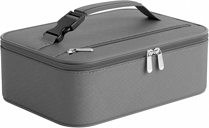 Small Lunch Box Insulated Lunch Bag for Women Men, Bento Kids Lunch Box, Compact Portable Thermal Meal Cooler Bags with Buckle Handle for Work & School, Gray 5L