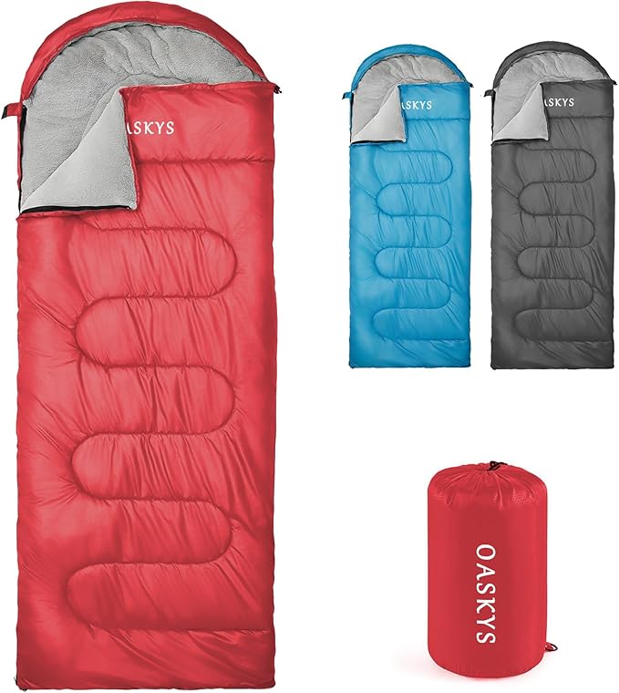 oaskys Camping Sleeping Bag - 3 Season Warm & Cool Weather - Summer Spring Fall Lightweight Waterproof for Adults Kids - Camping Gear Equipment, Traveling, and Outdoors