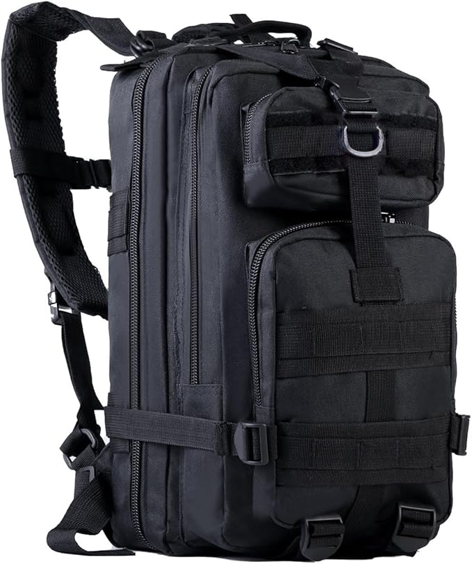 Lawaia Small Tactical Backpack Military Survival Molle Army Go Bag Hunting Gym Rucking Hiking Camping Motorcycle Rucksack With Weights for Men and Women 30L (Black)