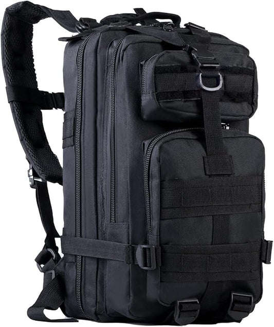 Lawaia Small Tactical Backpack Military Survival Molle Army Go Bag Hunting Gym Rucking Hiking Camping Motorcycle Rucksack With Weights for Men and Women 30L (Black)