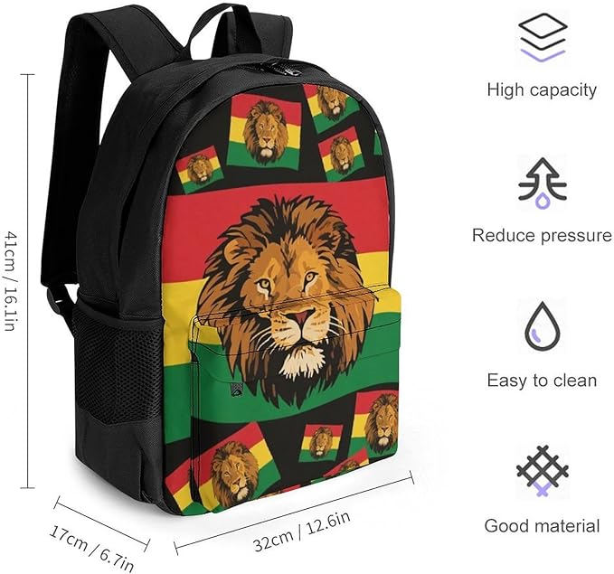 Rucksacks Lightweight Multipurpose Anti-Theft Jamaican Rasta Flag Rastafarian Reggae Lion Art Shoulder Bag Big Capacity Laptop Book Bag Rucksack With Padded Straps