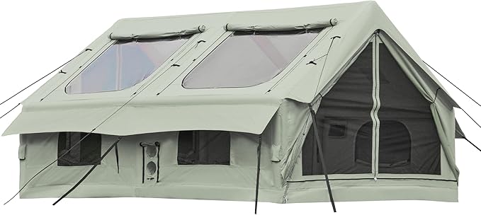YOLENY Inflatable Tents for Camping, 6-12 Person Blow Up Tent with TPU Skylight, Canopy, Mesh Windows, Stove Jack & Pump, 4 Season Large Inflatable Tent, Waterproof & Windproof