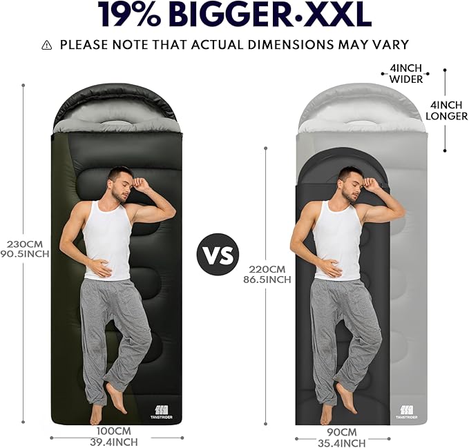 0 Degree XXL Sleeping Bags for Adults Cold Weather,Camping Sleeping Bag with Compression Sack for Winter Hiking, Hunting,Traveling